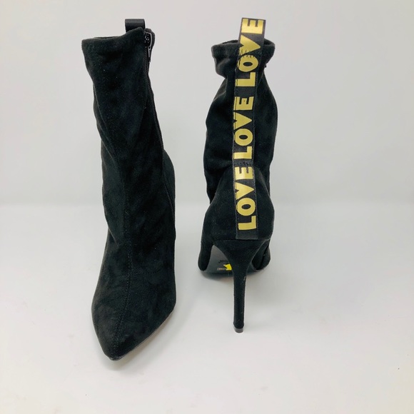 Anne Michelle Black Suede Ankle Pointed Booties - Picture 2 of 4